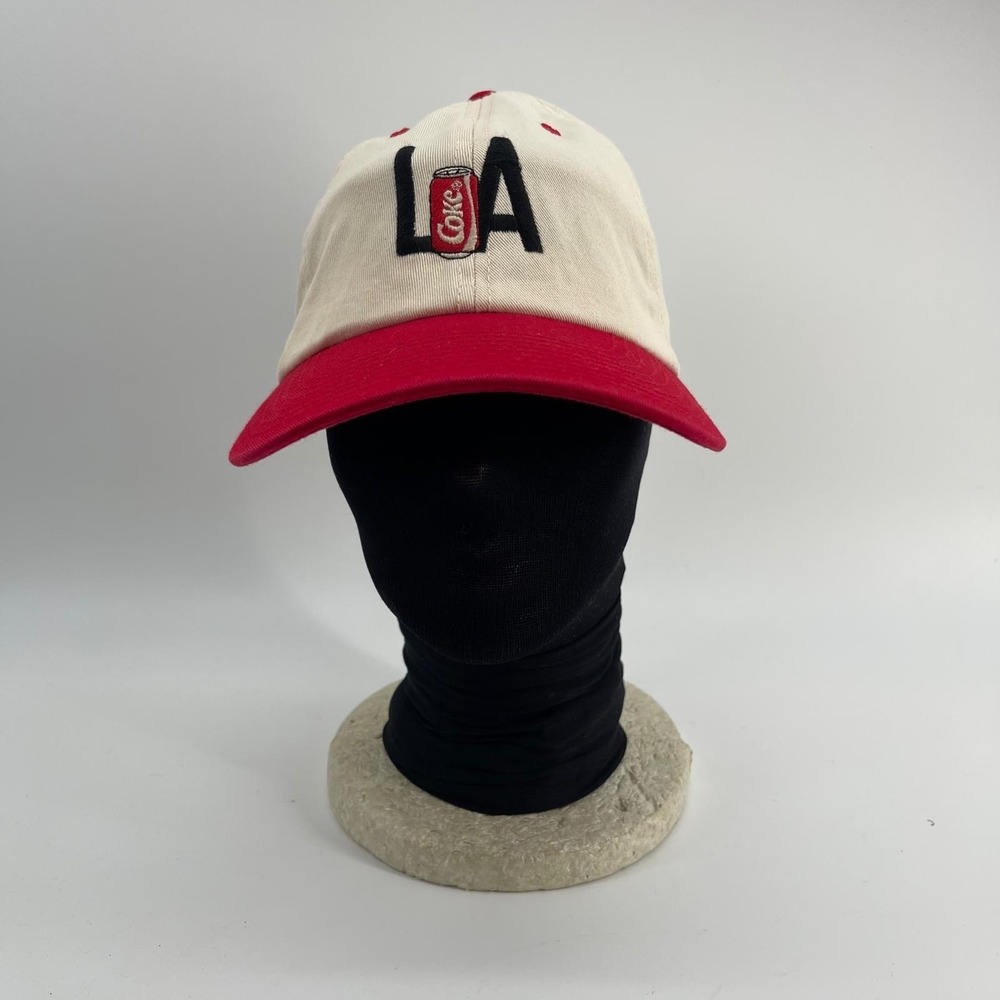 American Needle Coca-Cola LA Baseball Cap Cream Red Cotton Adjustable Hat